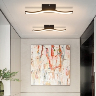 ZMH LED Deckenleuchte Wohnzimmer Schwarz Wellen Design Modern Deckenlampe 3000K Flur Küche, Augenschutz, Einfache Installtion, LED fest integriert, Warmweiß