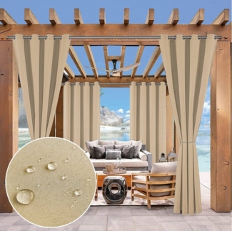Sunicol Outdoorvorhang Outdoor Vorhang Wetterfest, mit Ösen, Sichtschutz Sonnenschutz (1 St), für Balkon Terrasse Veranda Pergola