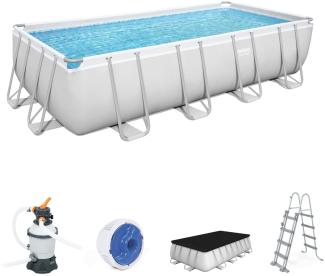 BESTWAY 56670 Power Steel Pool Filterpumpe Leiter Cover Rechteck 488 x 244 x 122 cm