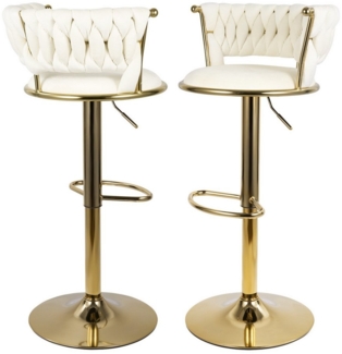 HawthyHome Barhocker Barstuhl mit Rückenlehne und Fußstütze höhenverstellbar drehbar (2 St), mit goldener Metallbasis, Beige