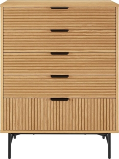 Kommode 80 x 40 cm MDF Eichenholzfurnier geriffelt mit 5 Schubladen