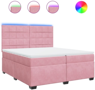 vidaXL Boxspringbett mit Matratze Rosa 200x200 cm Samt 3293307