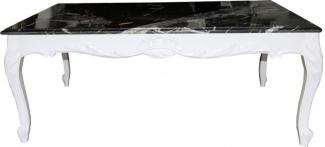Casa Padrino Barock Couchtisch Weiß mit Marmorplatte 120 x 80 cm - Limited Edition