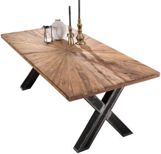 TABLES&CO Tisch 220x100 Teak Natur Metall Schwarz