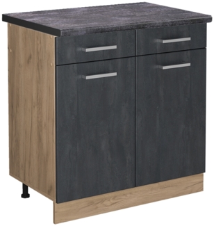 Küchenunterschrank R-Line Schwarz Beton 80 cm AP Anthrazit Vicco