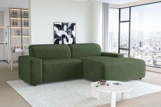 99rooms Tivoli Ecksofa Cordstoff POSO Khaki Rechts ohne Kissen