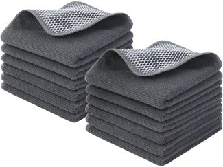 12x KinHwa Mikrofasertücher Grau 30x30cm Reinigungstücher Putzlappen für Küche