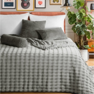 Wohndecke Weiche Kuscheldecke mit 3D-Effekt „Karo“, Design91, flauschige & stillvolle Sofadecke: 70x160, 170x210, 200x220 cm