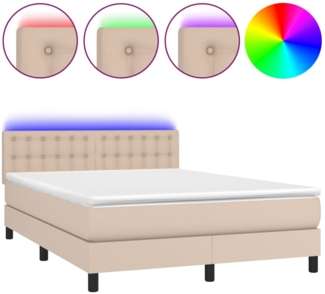 vidaXL Boxspringbett mit Matratze & LED Cappuccino-Braun 140x190cm 3134224