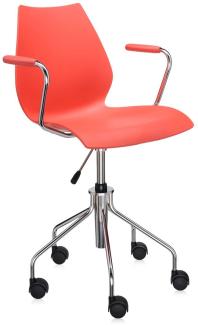 Kartell Maui Drehsessel mit Gasfeder un Armlehnen, Purpurrot