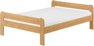 Doppelbett Massivholzbett Holzbett 140x200 Kieferbett Eiche gebeizt V-60.39E-14Rollrost und Matratze inkl.
