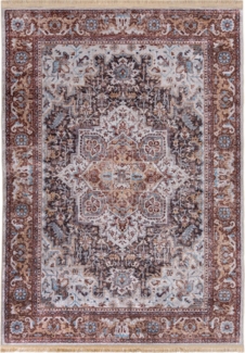 Mazovia Orientteppich Orientalisch Vintage Teppich Traditioneller Orient Teppich, 120 x 170 cm, Kurflor, Waschbar in Waschmaschine, Höhe 5 mm, Rutschfest