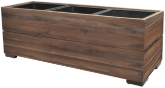 Pflanzgefäß Colorado 1 Pflanzkasten Blumenkasten Akazienholz 28x79 cm mit Einsatz