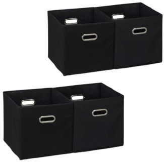 4 x Aufbewahrungsbox Stoff schwarz