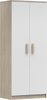 Deine Möbel 24 Kinderkleiderschrank INGE 06 in Weiß / Weiß + Grau / Weiß + Eiche Sonoma Jugendzimmer (Griffe in Rosa/Blau/Grün/Weiß/Eiche Sonoma/Grau)