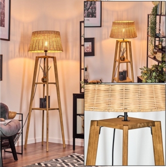 hofstein Stehlampe Stehlampe aus Holz/Korbgeflecht/Rattan in Natur, ohne Leuchtmittel, (45cm), Ablageflächen u. Fußschalter, 1x E27, ohne Leuchtmittel