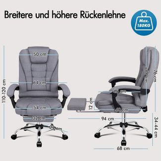ALFORDSON Bürostuhl Ergonomischer Schreibtischstuhl mit Wärmemassagefunktion (1 St), multifunktionaler Computerstuhl, Drehstuhl für Büro und Heim
