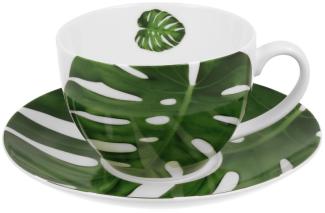 DUO FLORAL Tasse 250 ml MONSTERA mit Untertasse, New Bone China Porzellan