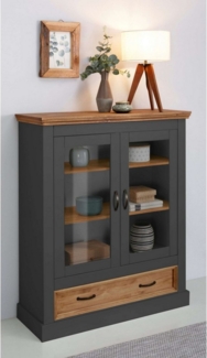 Home affaire Vitrine Selma Highboard aus massivem Kiefernholz, mit Griffen aus antikisiertem Metall