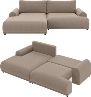 Ecksofa Lounge Schlaffunktion Bettkasten moderne L-Couch Ecke Links Hellbraun