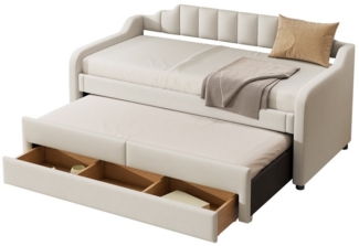 Odikalo Schlafsofa Tagesbett Gästebett polster Rollcontainer Schubladen 90x200 cm(190cm)
