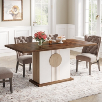Tribesigns Esstisch für 4 bis 6 Personen, 140x80 cm Esszimmertisch aus Bauernholz für Küche