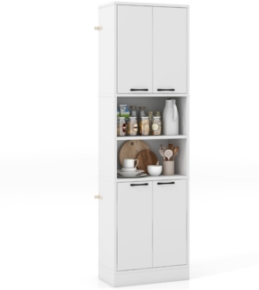 190 cm Hoher Küchenschrank mit Türen & Regalen Sideboard Hochschrank 56 x 30 x 190 cm Weiß