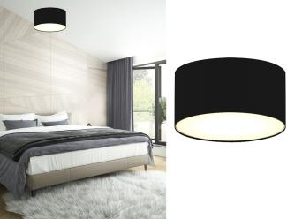 Deckenleuchte mit LED, Stoff schwarz/satinierte Abdeckung, Ø 20cm, CEILING DREAM