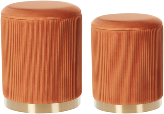 Pouf MIRAMAR 2er Set Orange Samtstoff 35 31 cm 35 31 cm