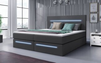 Luxusbetten24 Boxspringbett Sejour, mit LED-Beleuchtung und Stauraum