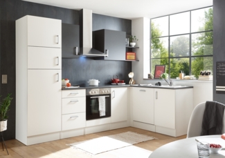 CORNER 280 Moderne Eckküche ohne Elektrogeräte in Weiß, Anthrazit - Geräumige Küchenzeile L-Form mit viel Stauraum - 280 x 211 x 175 cm (B/H/T)