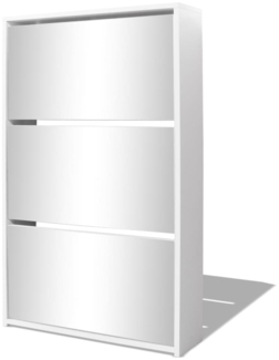 vidaXL Schuhschrank mit 3 Fächern Spiegel Weiß 63x17x102,5 cm 243048