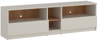 Lomadox Lowboard FIER-129, Kaschmir mit Eiche, 2 Schubladen, 4 Fächer, grifflos, Breite 150cm