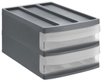 Rotho Schubladenbox Duo Systemix M 2 Schübe anthrazit