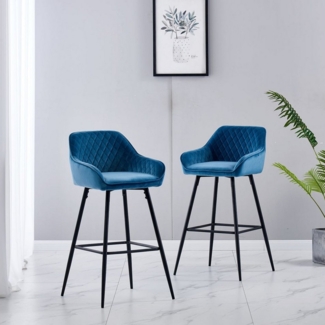 JYMTOM Barhocker Kunstleder Barhocker, 2er-Set, Barstühle mit gepolsterter Sitz, Rücken-/Armlehnen und Metallbeinen für Küche,und Esszimmer.(2,Teal)