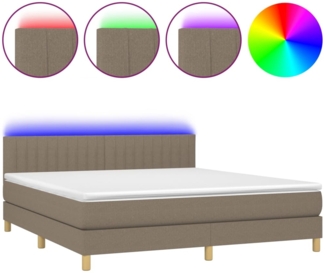 vidaXL Boxspringbett mit Matratze & LED Taupe 180x200 cm Stoff 3133897