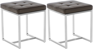 CLP 2er Set Sitzhocker Barci mit Polsterung und Edelstahlgestell,braun