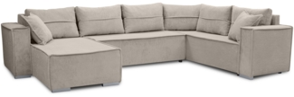 AX LIVING Ecksofas groß Lovere 314 cm – Sofa beige mit Schlaffunktion & Strukturstoff