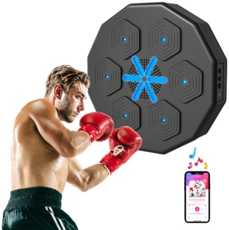 SPORTNOW Boxsack Bluetooth-Verbindung zur Wandmontage für Punching-Beat-Boxing-Training (Boxmaschine mit Musik, 1-tlg, LED-Licht), 40 x 40 x 7,5 cm
