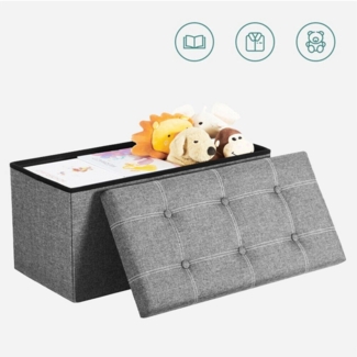 BlingBin Sitzhocker Faltbarer Sitzbank mit Stauraum, Fußablage Aufbewahrungsbox (1er Set, 1 St, 1 Stück), Faltbar Belastbar bis 300 kg Belastbar, für Wohnzimmer Schlafzimmer