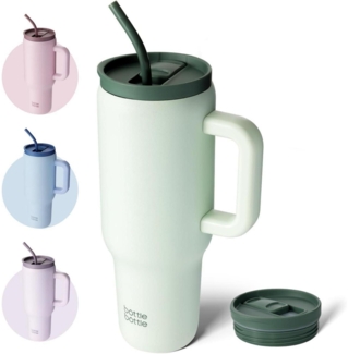 bottlebottle 40oz(1.1L) Edelstahl Kaffeebecher Griff Strohhalm Reise Büro Uni