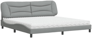 vidaXL Bett mit Matratze "Hvar" Hellgrau 200x200 cm Stoff 3208555