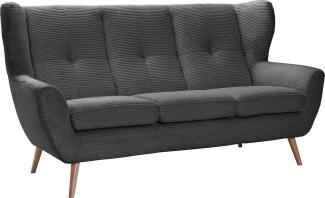 exxpo - sofa fashion 3-Sitzer ALVESTA, Loungesofa, Küchensofa, hoher Sitzkomfort, Ohrenbackensofa, gemütliche Rückenlehne, mit Knopfheftung und hohen Holzfüßen, in Cord