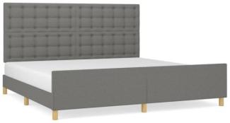 Doppelbett mit Kopfteil Stoff Dunkelgrau 200x200 cm