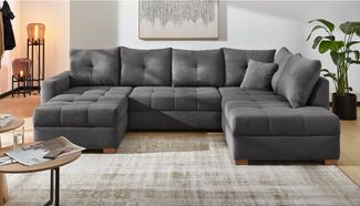 Jockenhöfer Gruppe Wohnlandschaft Abby U-Form, B: 313 cm, mit Bettfunktion, Bettkasten & Zierkissen