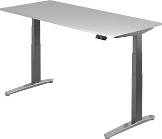 bümö® Sitz- & Stehschreibtisch Serie-XBHM elektrisch höhenverstellbar mit Memoryfunktion, Tischplatte 180 x 80 cm in Grau Gestell in graphit / aluminium poliert