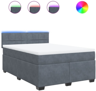 vidaXL Boxspringbett mit Matratze Dunkelgrau 140x200 cm Samt 3288631