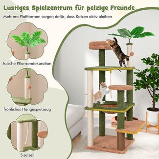 152 cm hoher Kratzbaum für Hauskatzen mehrstöckiger Katzenturm mit Sisalpfosten