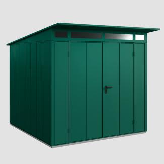 Hörmann Ecostar Metall-Gerätehaus Elegant mit Pultdach Typ 2, 238x238 cm , moosgrün, 5,7 m²,2-flüglige Tür