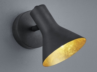 Wandstrahler Metall Schwarz / Gold mit LED dimmbar, Breite 11cm